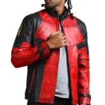 Deadpool Men Red Blood Waxed Leather Jacket