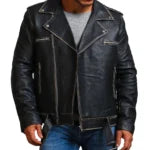 Joker Black Brando Distressed Leather Jacket