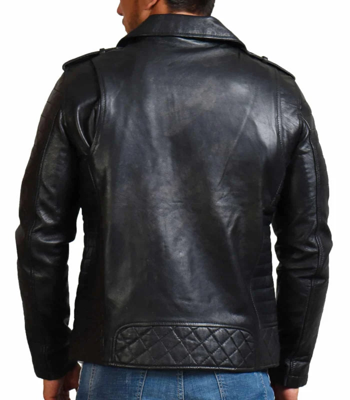 Luxury Men’s Black Cowhide Leather Riding Jacket
