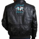 Men Icecream Printed Real Leather Jacket