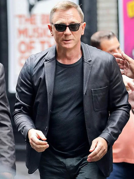 Hollywood Jackets Daniel Craig Layer Cake Black Leather Blazer