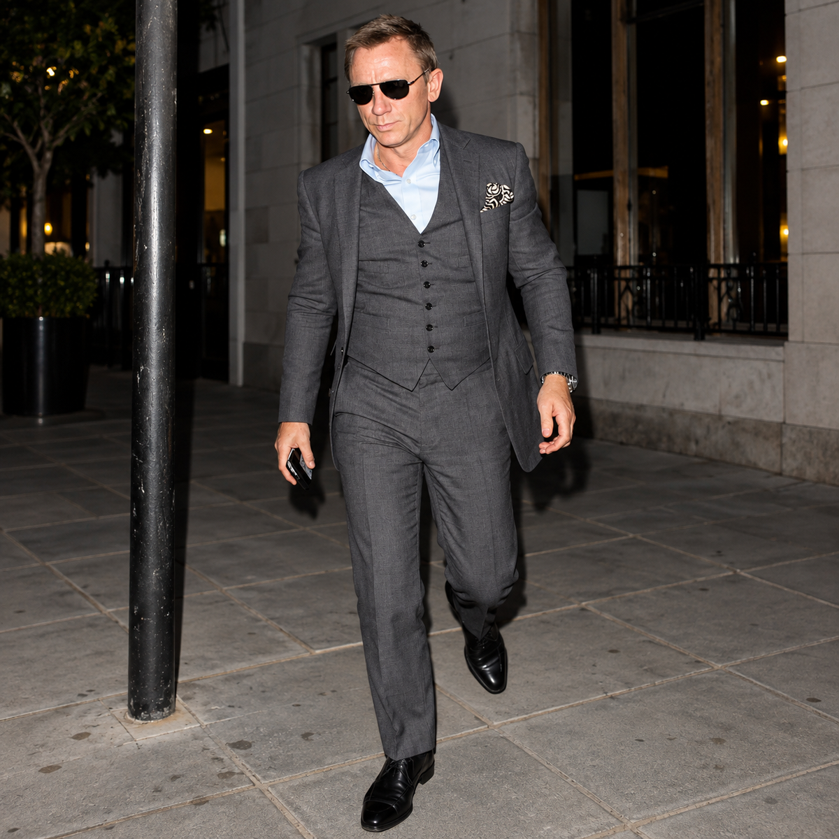 Hollywood Jackets Daniel Craig James Bond Grey 3 Piece Suit Men’s