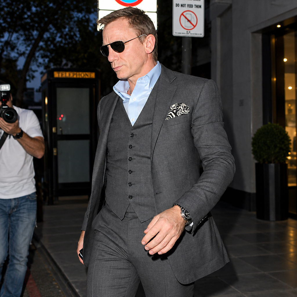 Hollywood Jackets Daniel Craig James Bond Grey 3 Piece Suit Men’s