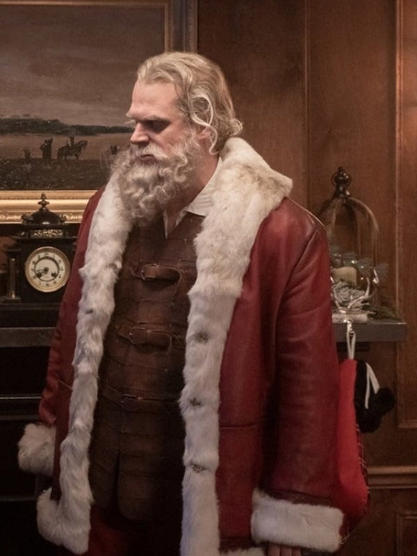 Hollywood Jackets David Harbour Violent Night Santa Claus Leather Coat
