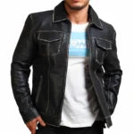 David Star Inspired Men’s Vintage Cowhide Leather Jacket