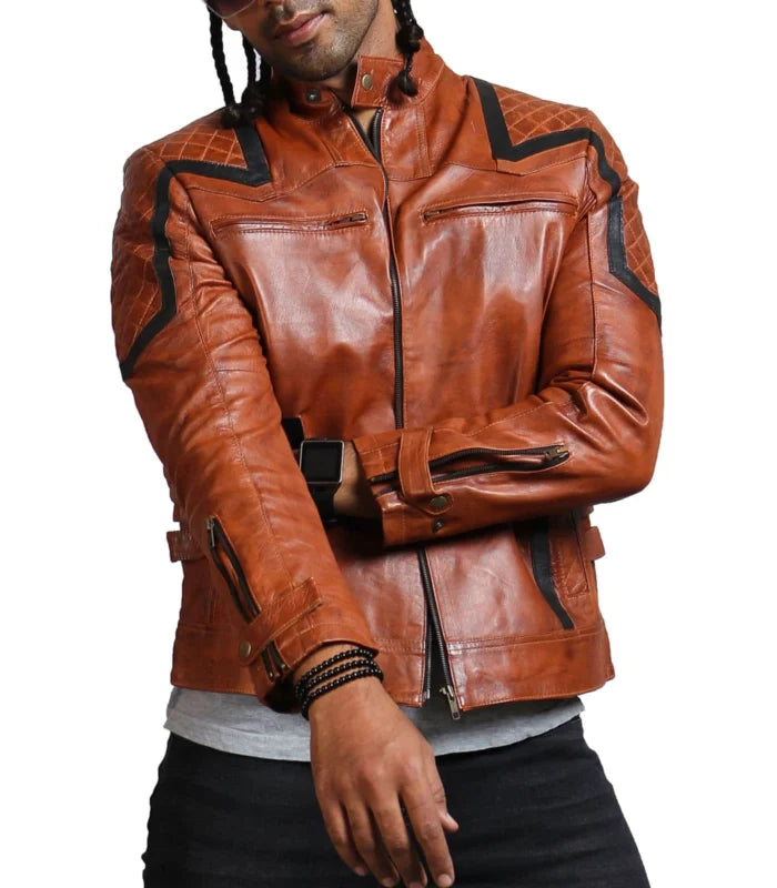 Men’s Designer Brown Waxed Leather Jacket