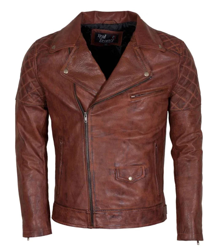 Men’s Designer Brando Style Brown Motorcycle Leather Jacket