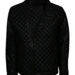 Diamond Quilted Black Real Leather Jacket