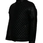 Diamond Quilted Black Real Leather Jacket
