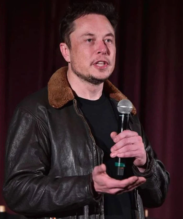 Elon Musk Style Shearling Leather Jacket