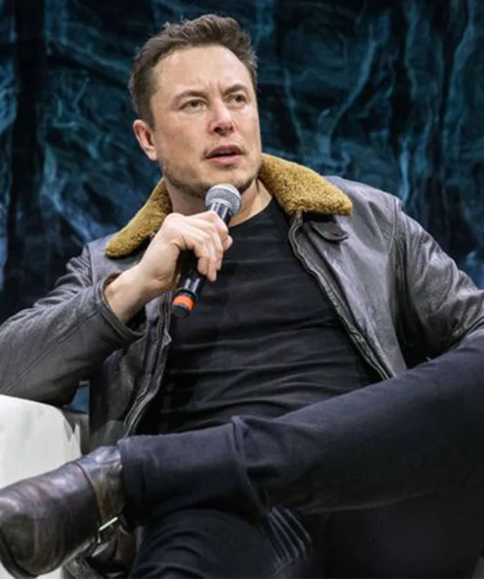 Elon Musk Style Shearling Leather Jacket