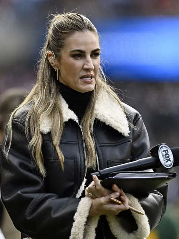 Hollywood Jackets Women’s Erin Andrews Black Leather Shearling Jacket