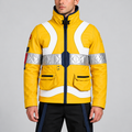 Men’s Yellow Futuristic Rescue Jacket – Reflective Silver Panels & Green Back Graphic | Hollywood Jackets