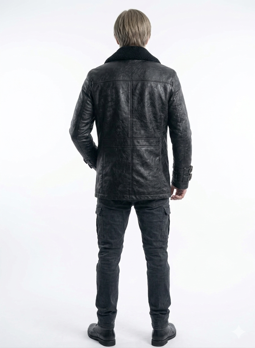 Hollywood Jacket Leon S. Kennedy Inspired Premium Black Leather Bomber Jacket