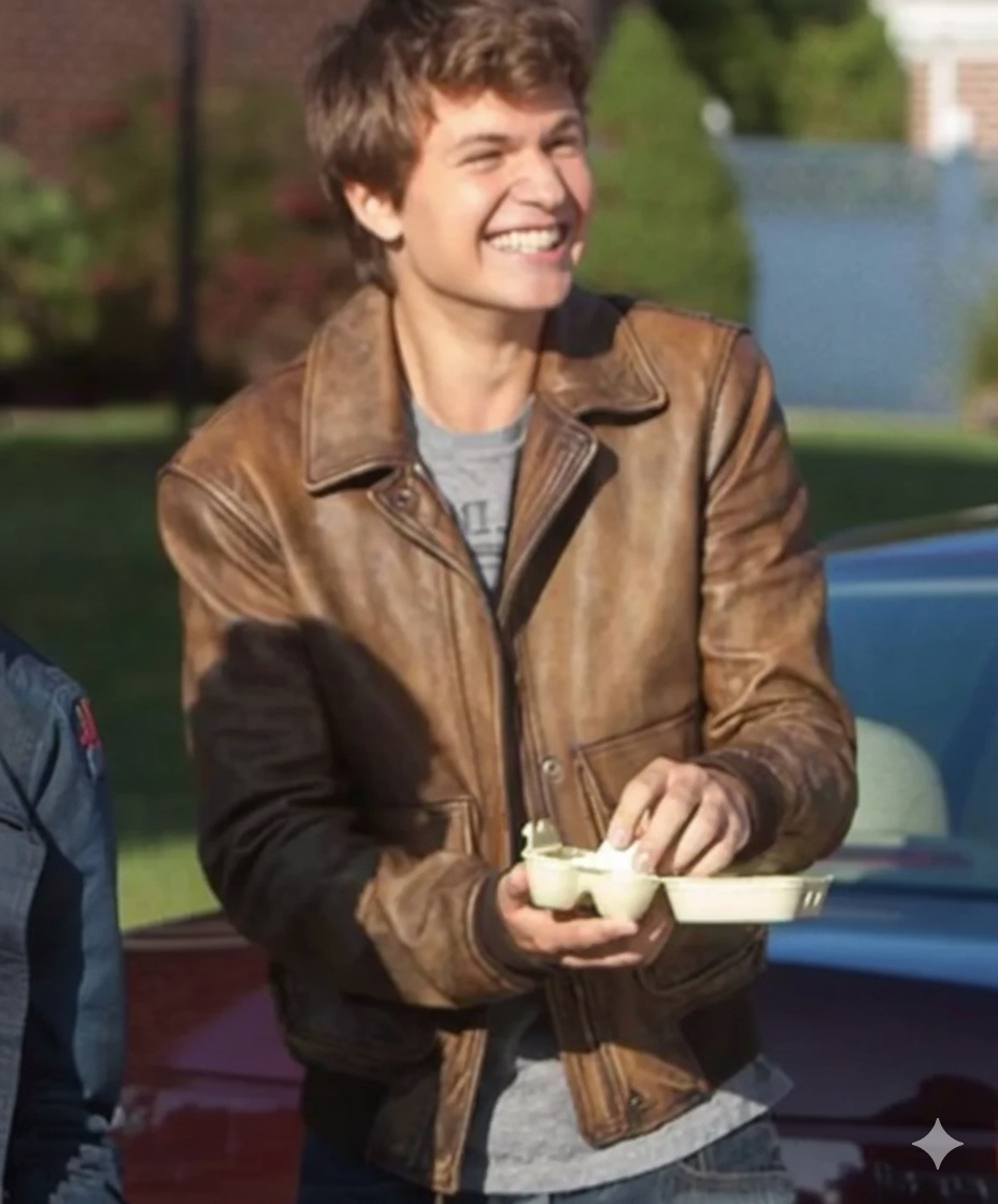 Ansel Elgort Inspired Leather Jacket from The Fault in Our Stars