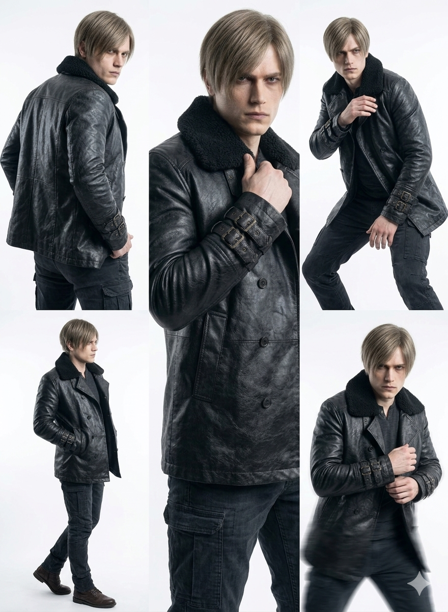 Hollywood Jacket Leon S. Kennedy Inspired Premium Black Leather Bomber Jacket