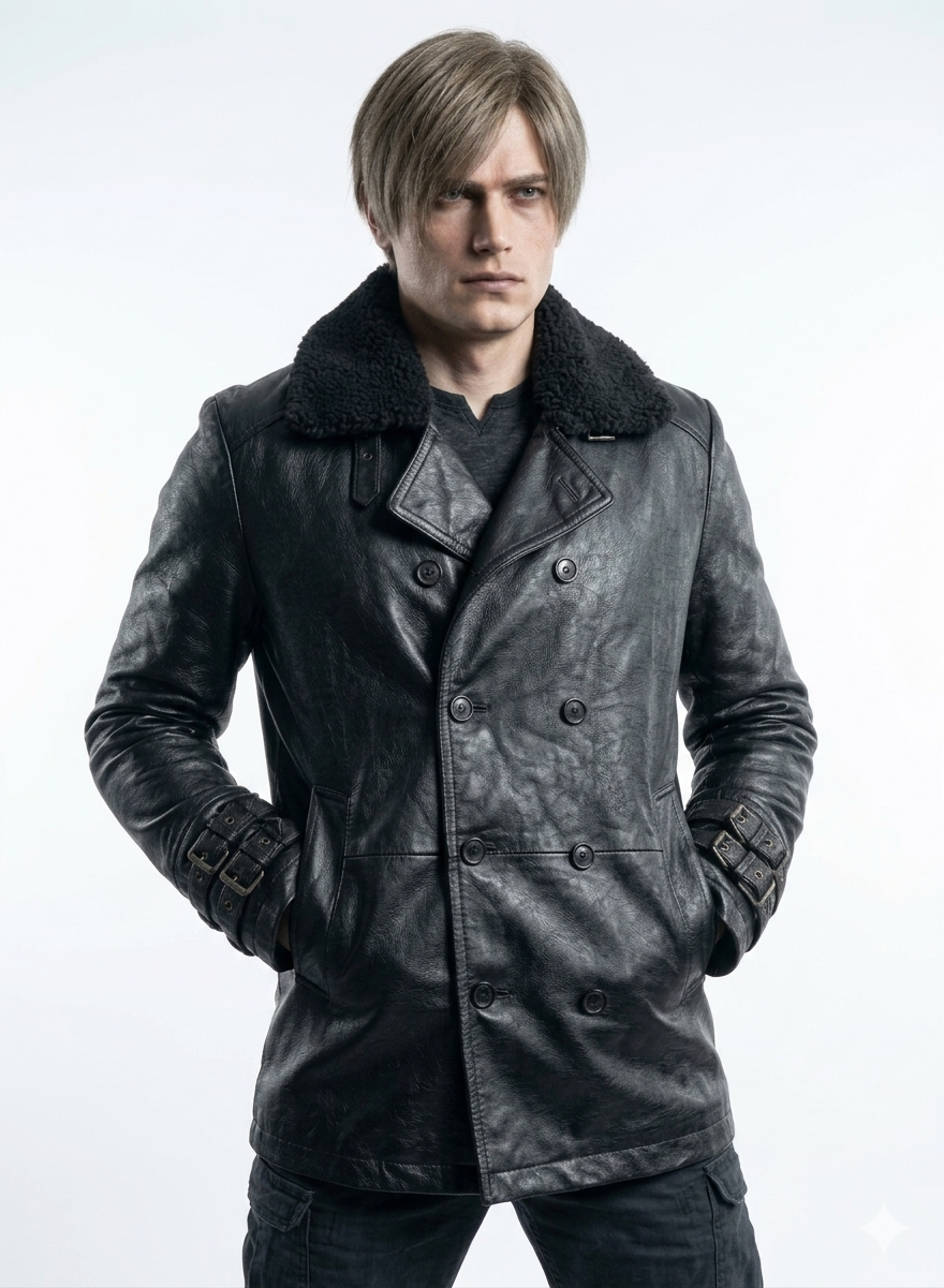 Hollywood Jacket Leon S. Kennedy Inspired Premium Black Leather Bomber Jacket