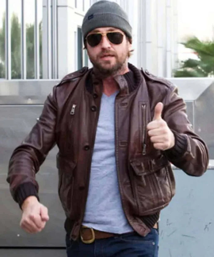 Gerard Butler Brown Leather Jacket for Men