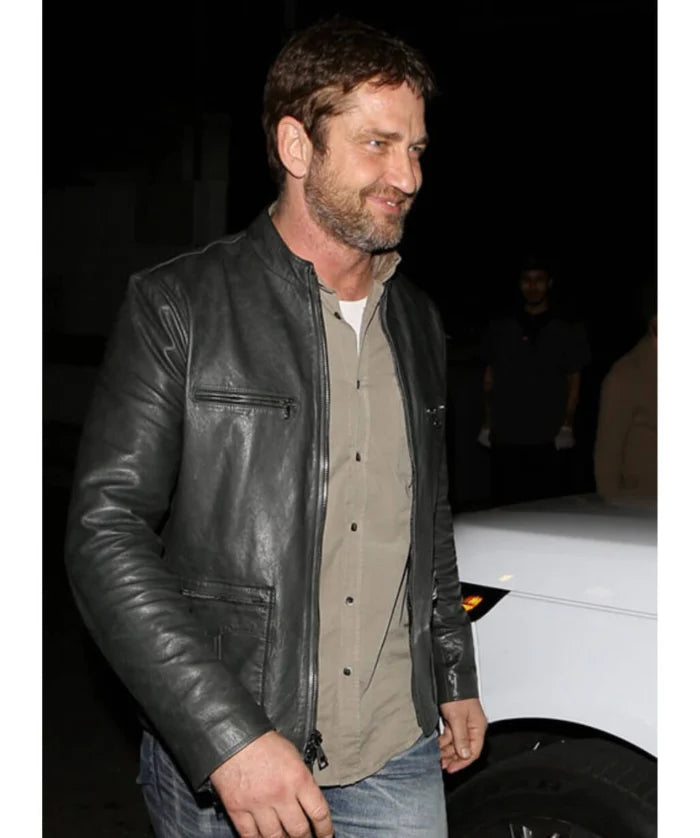 Gerard Butler Inspired Black Leather Jacket