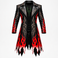 Hollywood Jackets Men’s Halloween Flame Leather Trench Coat