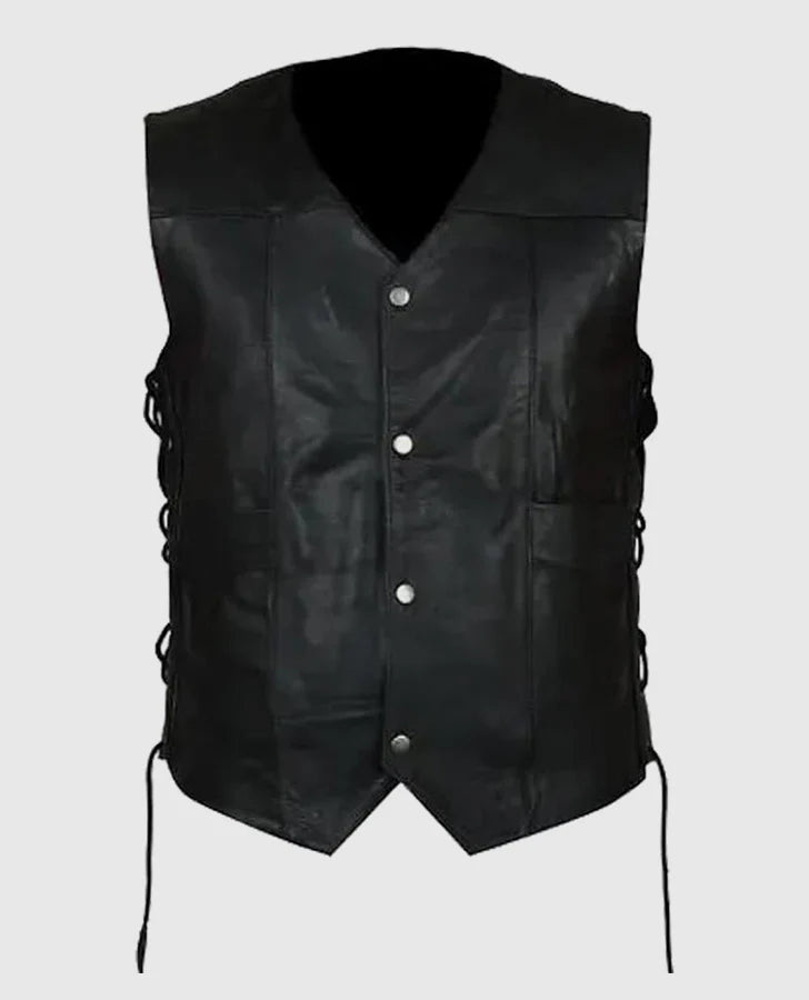 Hollywood Jackets Daryl Dixon Black Motorcycle Angel Leather Vest