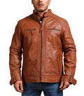 Hollywood Jackets Men's Brown Moto Leather Jacket