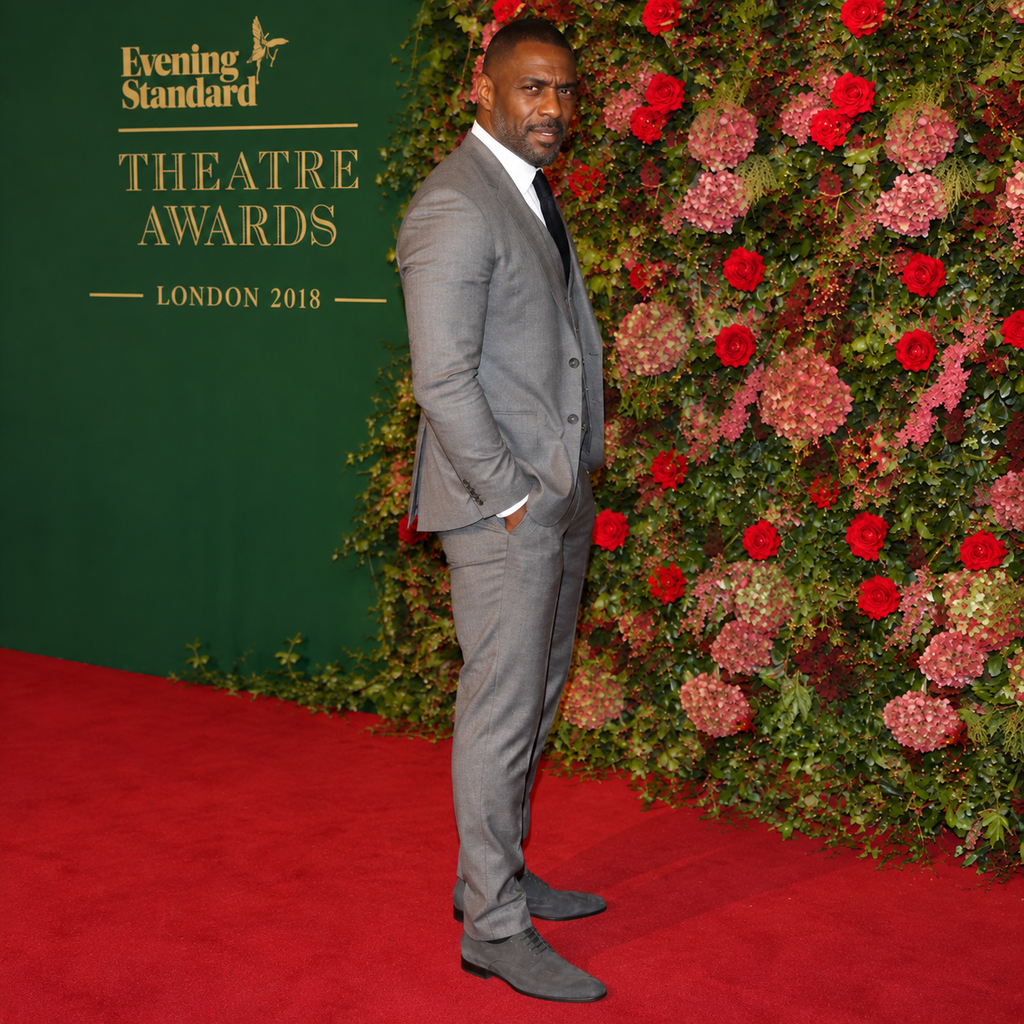 Idris Elba 2018 Grey 3 Piece Cotton Suit