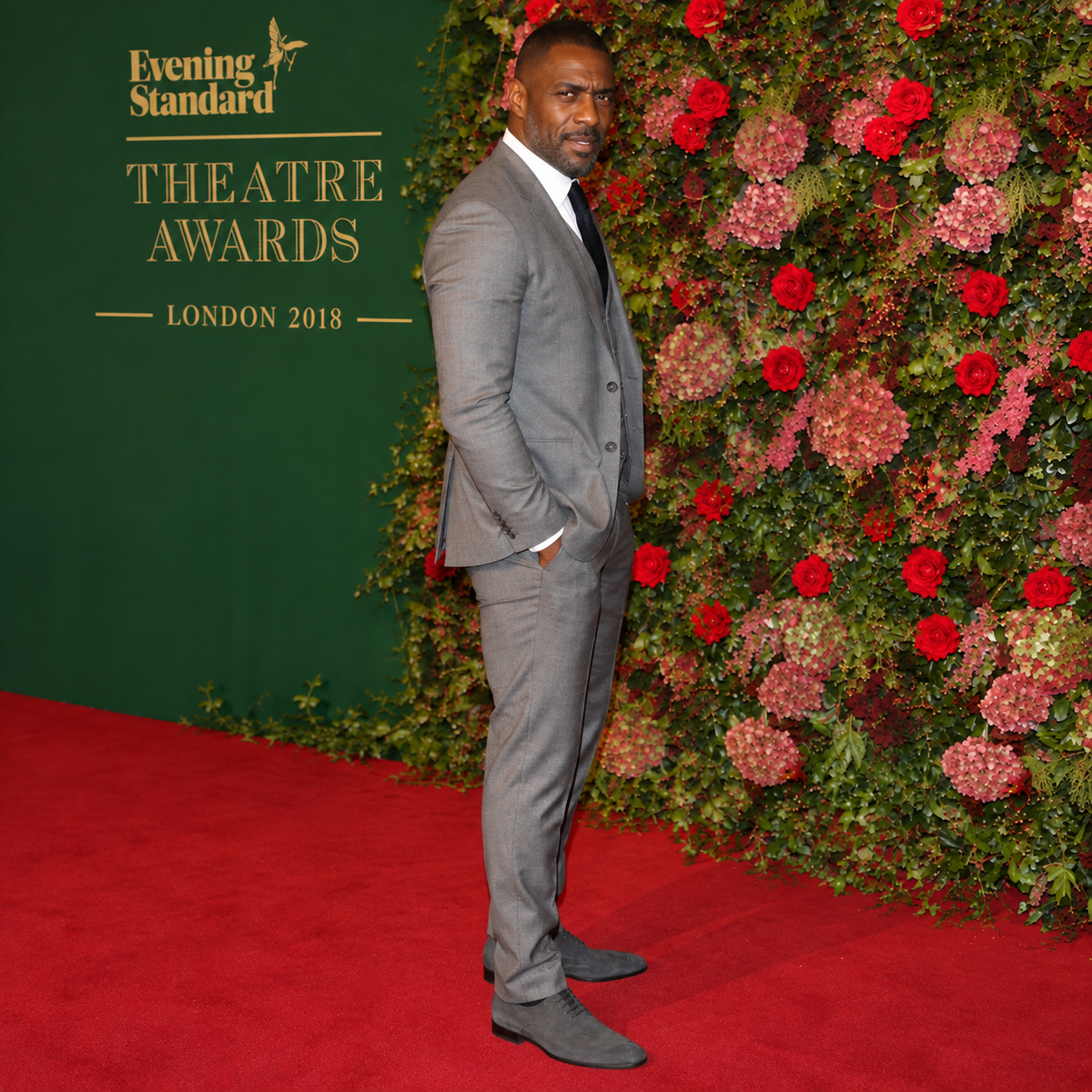 Idris Elba 2018 Grey 3 Piece Cotton Suit