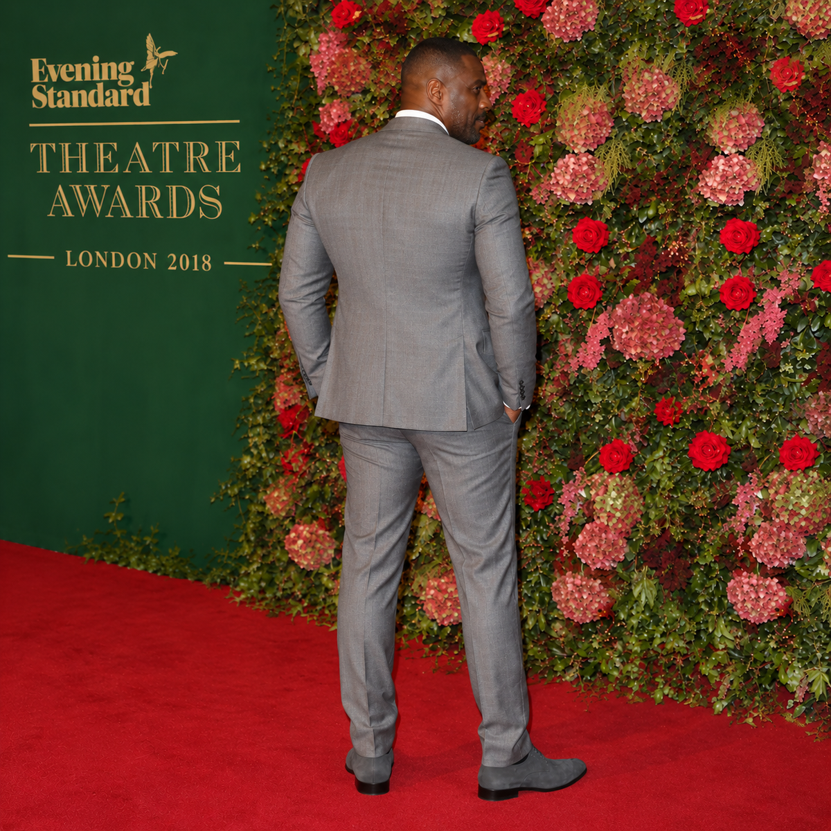 Idris Elba 2018 Grey 3 Piece Cotton Suit