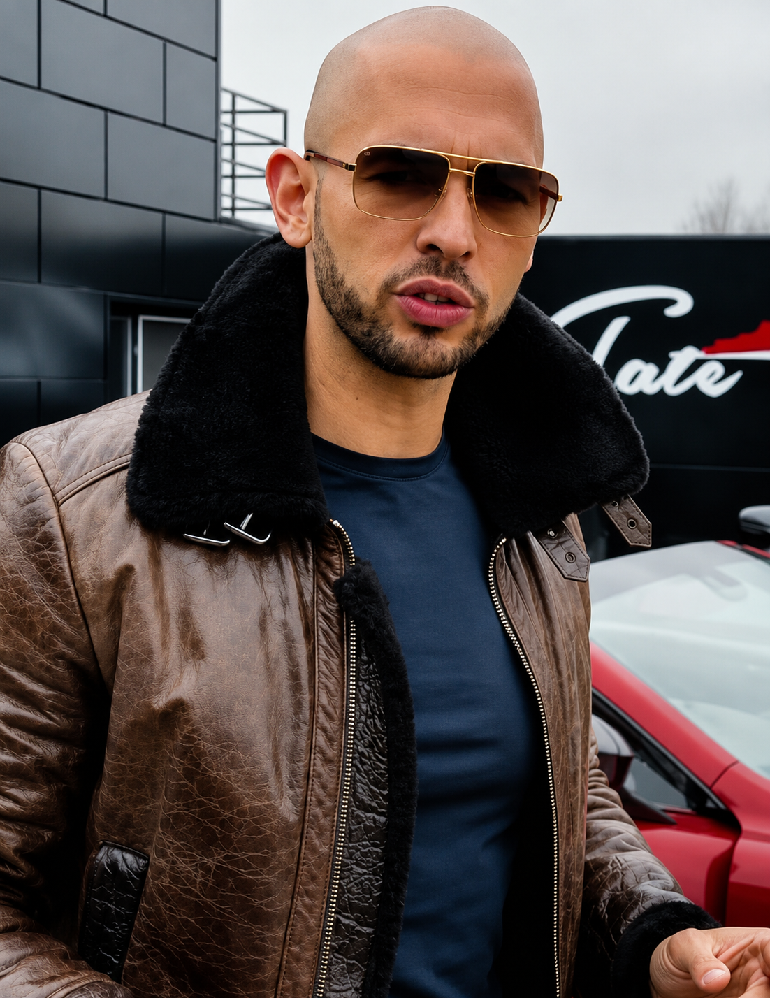 Cobra Andrew Tate Brown Shearling Leather Jacket