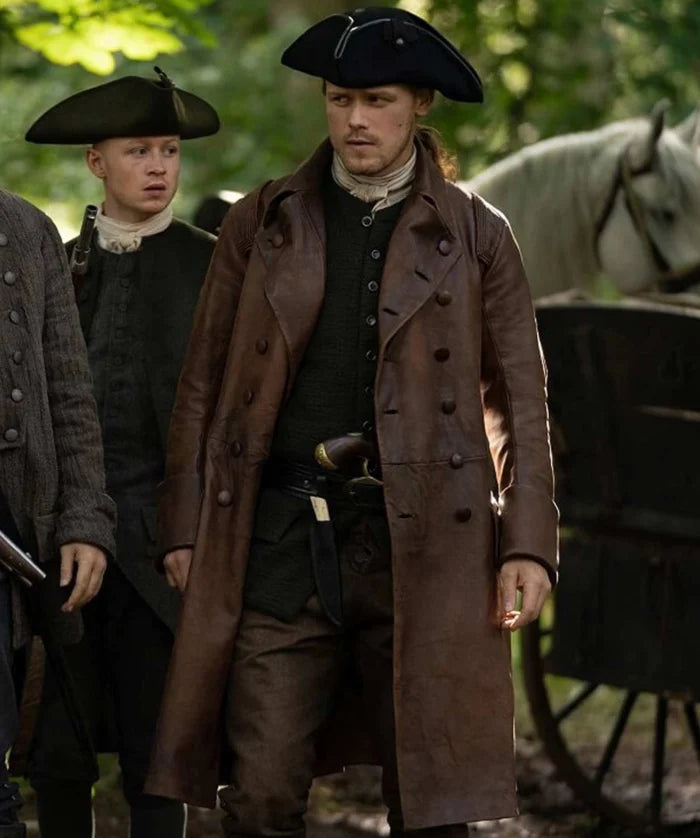 lassic Jamie Fraser Brown Leather Coat