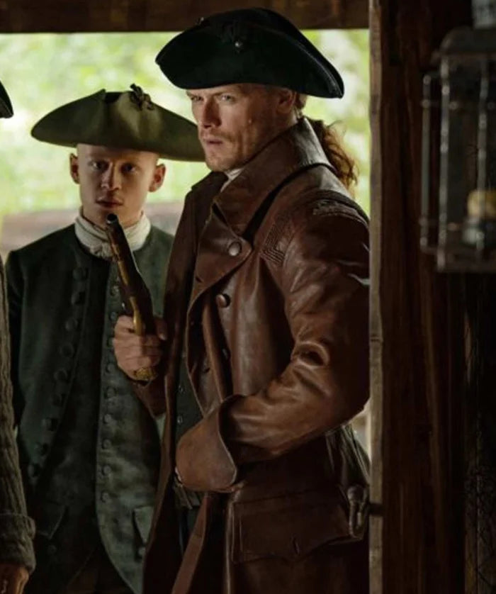 lassic Jamie Fraser Brown Leather Coat