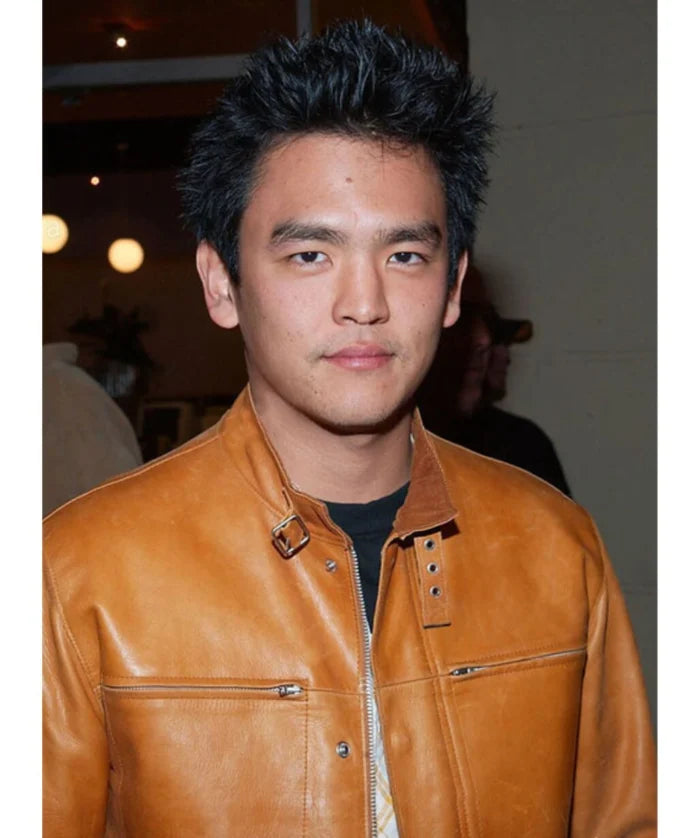 Premium John Cho Inspired Tan Leather Jacket