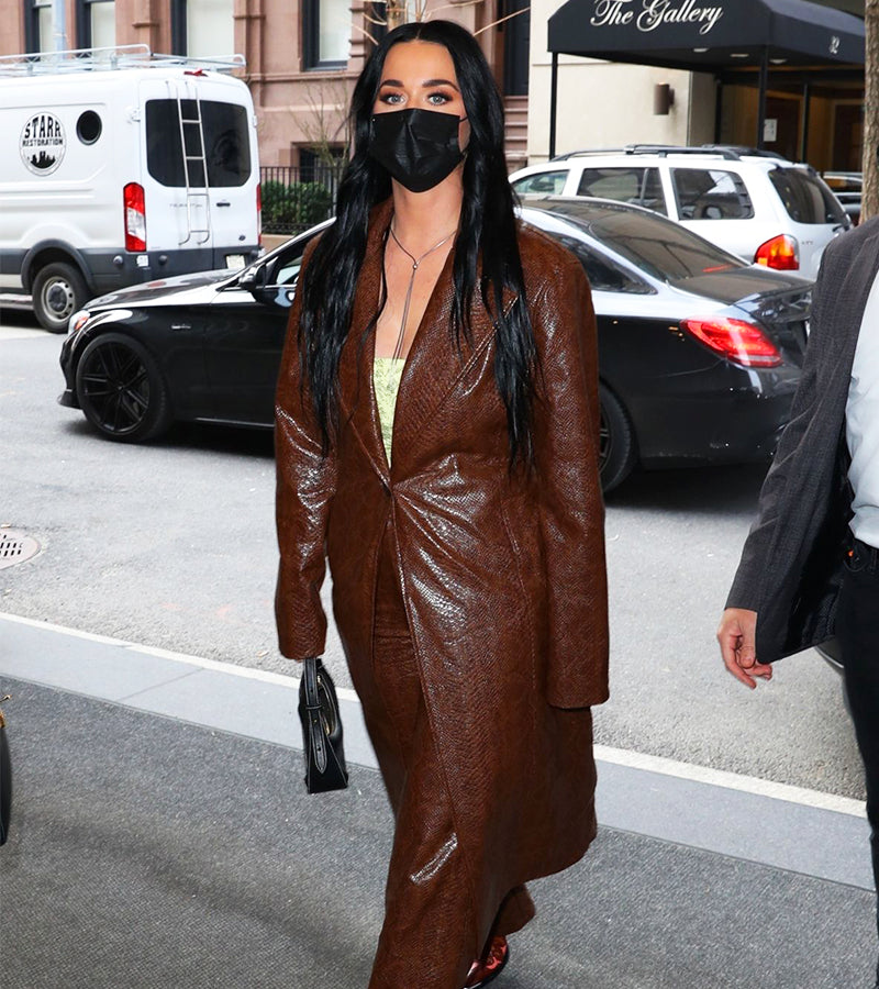 Hollywood Jackets Katy Perry Good Morning America 2022 Brown Leather Coat