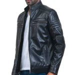 Men’s Black Cafe Racer Leather Jacket