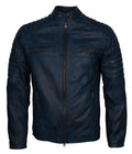 remium Men’s Blue Vintage Biker Jacket