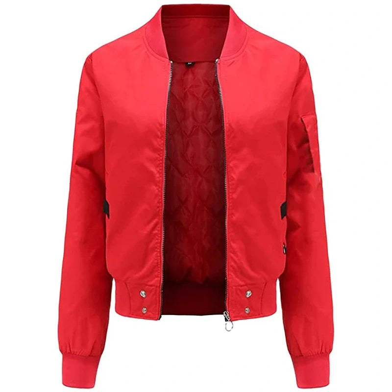 Leather Bomber Red Jacket