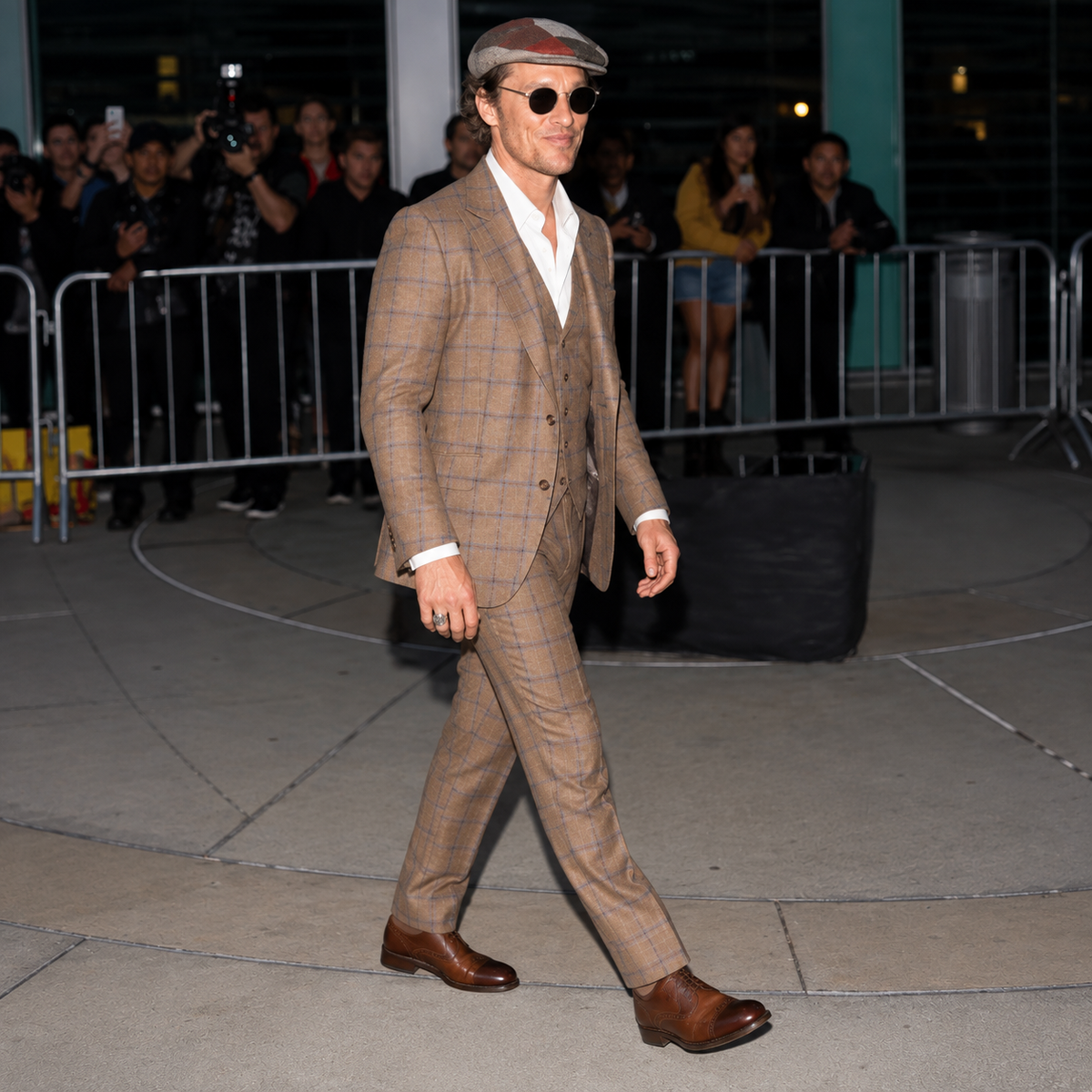 Hollywood Jackets Matthew McConaughey The Beach Bum Brown Plaid 3 Piece Suit Men’s
