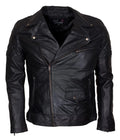 Men’s Brando Style Black Biker Leather Jacket – Genuine Leather Motorcycle Jacket