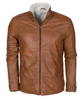 Men's Brown Fur Lined Leather Winter Jacket