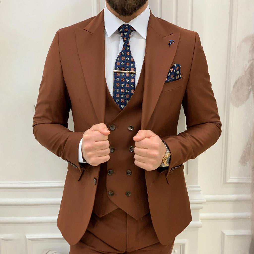 Hollywood jacket Men’s Brown 3 Piece Suit