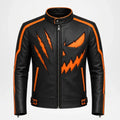 Hollywood Jackets Men’s Halloween Jack-O’-Lantern Leather Motorcycle Jacket