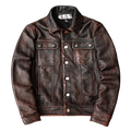 Hollywood Jackets Vintage Brown Leather Trucker Jacket