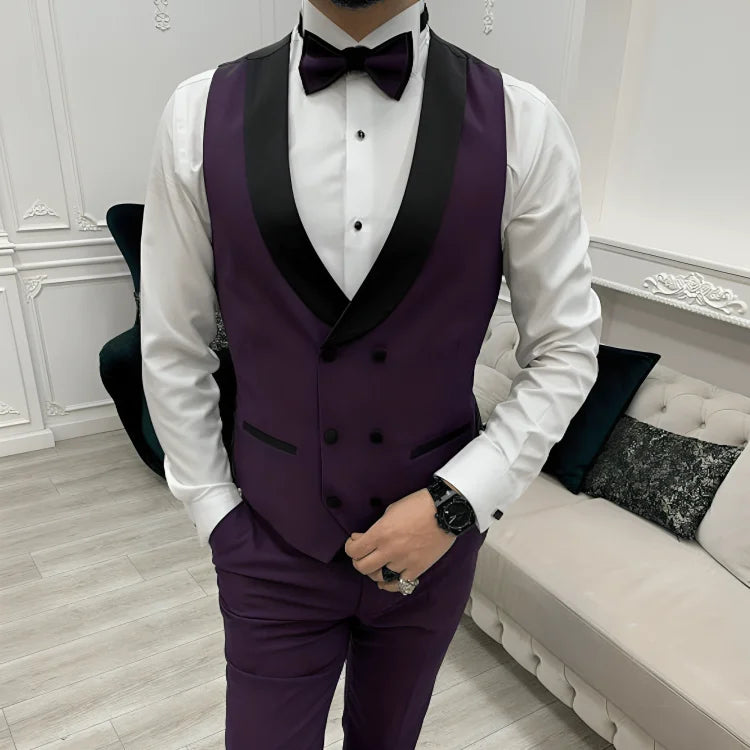 Men’s Dark Purple 3 Piece Wedding Suit