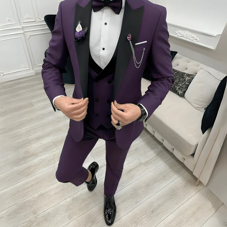 Men’s Dark Purple 3 Piece Wedding Suit