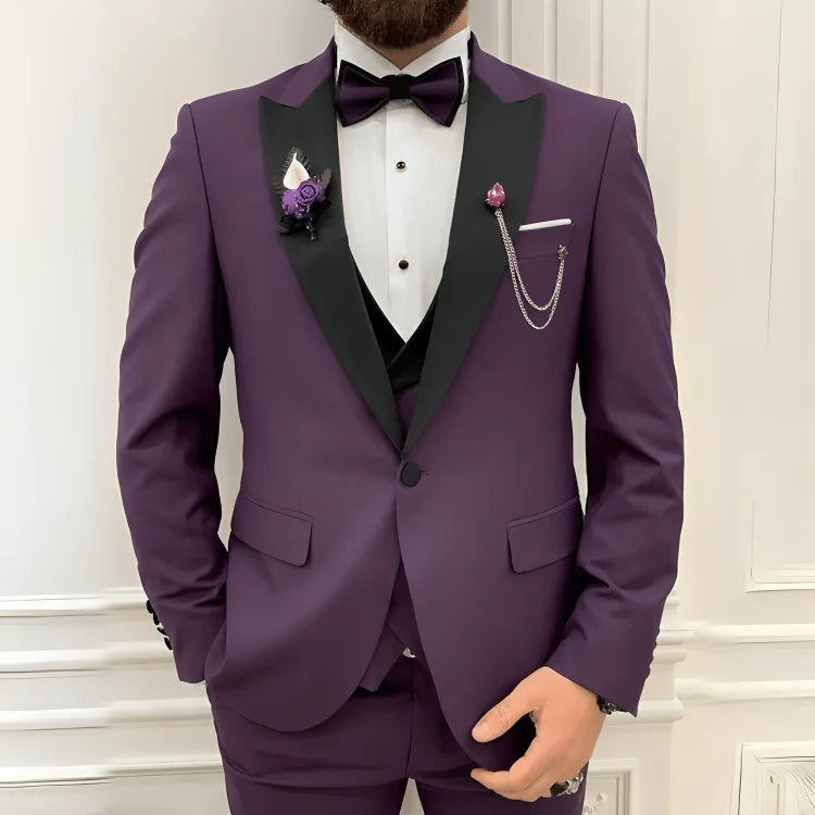Men’s Dark Purple 3 Piece Wedding Suit