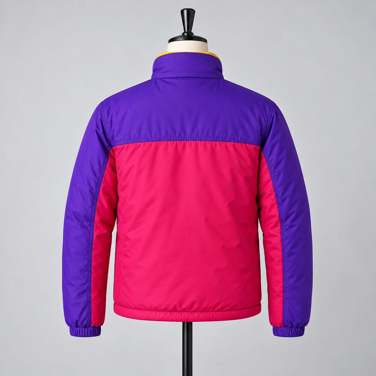 Hollywood Jackets Men’s Retro Purple & Pink Color Block Puffer Jacket