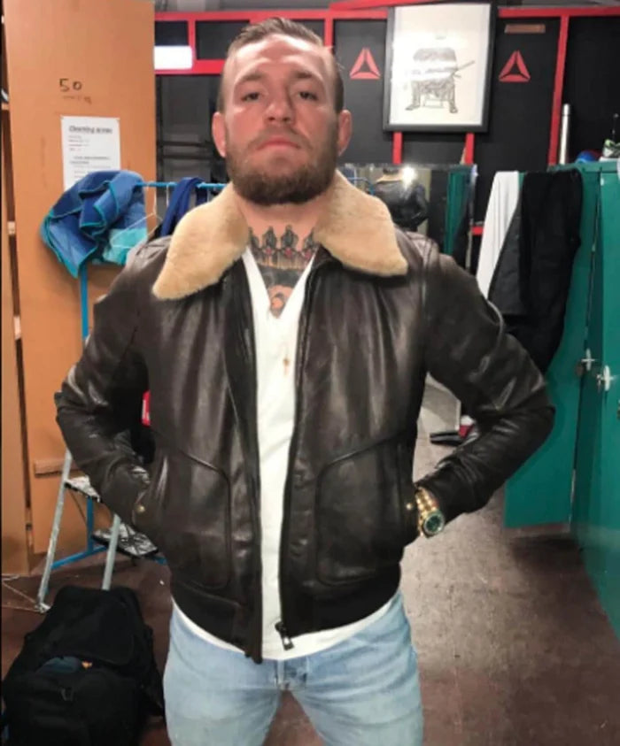 Mens Brown Fur Collar Conor Mcgregor Jacket Coat