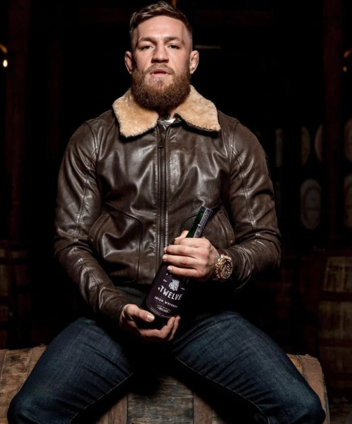 Mens Brown Fur Collar Conor Mcgregor Jacket Coat