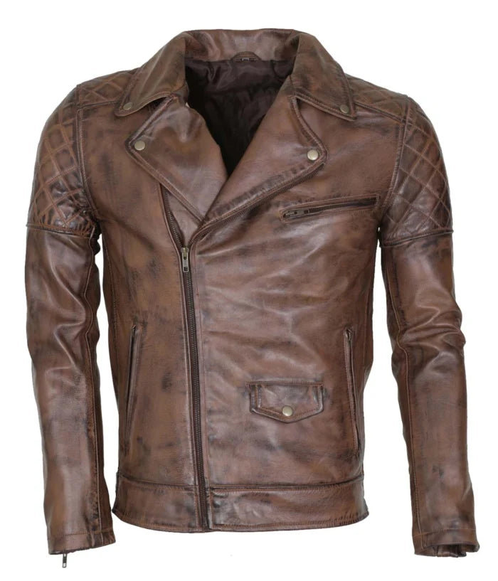 Men’s Brown Vintage Designer Brando Genuine Leather Jacket